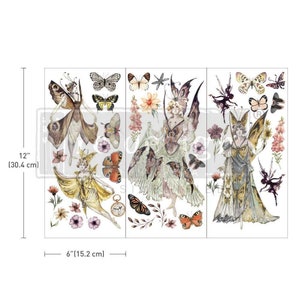 Small Transfers Forest Fairies 6&quot;x12&quot; Flower Floral Decor Rub On Transfers For Furniture Furniture Decals Transfers Furniture Transfers