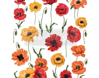 Redesign With Prima Decor Transfers Poppy Gardens 24"x30" Rub On Transfers For Furniture Furniture Decals Transfers Furniture Transfers