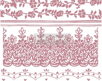 Redesign With Prima Decor Stamp Floral Borders 12"x12" Decal Rub On Transfers For Furniture Furniture Decals Transfers Furniture Transfers