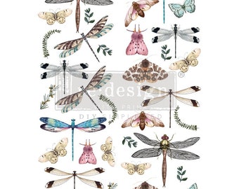 Redesign With Prima IOD Transfers Riverbed Dragonflies 24"x35" Rub On Transfers For Furniture Furniture Decals Transfers Furniture Transfers