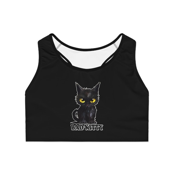 Naughty Kitty Cat Sport Bra Kitty Sports Bra Kitten Claws Black Cat Witches Cat  Cute Cat Kitty Cat Witch Black Cat 01_black_sports Bra 