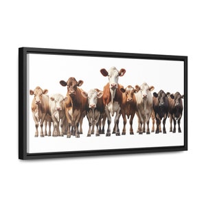 Cow print cow wall art animal posters framed cows painting cows canvas décor home décor kitchen décor Cows_06_Canvas Wraps, Horizontal Frame