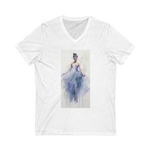 Ballerina Girl 04 Ballerina girl shirt nature dance love feminine beauty Unisex Jersey Short Sleeve V-Neck Tee