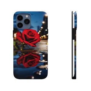City street night iphone case landscape phone case rose reflecting in water rose phone case RoseStreet_05_Tough Phone Cases