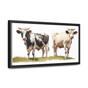 Cow print cow wall art animal posters framed cows painting cows canvas décor home décor kitchen décor Cows_07_Canvas Wraps, Horizontal Frame