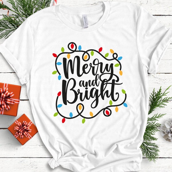 Merry and Bright svg, Christmas svg, Christmas Shirt svg, Holiday svg, Christmas Light svg, dxf, png, Cut File, Cricut, Silhouette, Download