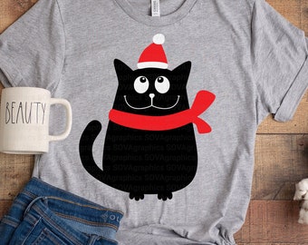 Christmas Cat svg, Christmas svg, Merry Christmas svg, Funny Cat svg, Cat with Santa Hat svg, Printable, svg Cut File, Cricut, Silhouette