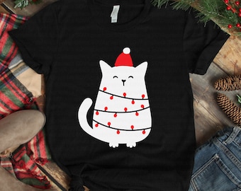 Kerst kat SVG, Kerstmis SVG, kerstboom SVG, licht SVG, DXF, Garland, winter, schattig, shirt, cut-bestand, clipart, Cricut, silhouet
