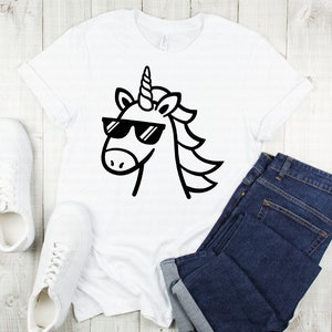 Einhorn svg, Einhorn Junge svg, Einhorn mit Sonnenbrille svg, magische svg, Geburtstag svg, dxf, png, Shirt Design, geschnittene Datei, Cricut, Silhouette