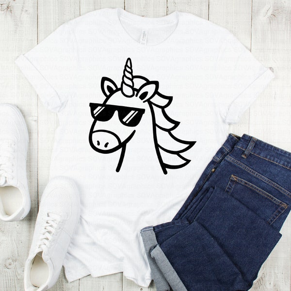 Unicorn svg, Unicorn Boy svg, Unicorn with Sunglasses svg, Magical svg, Birthday svg, dxf, png, Shirt Design, Cut File, Cricut, Silhouette