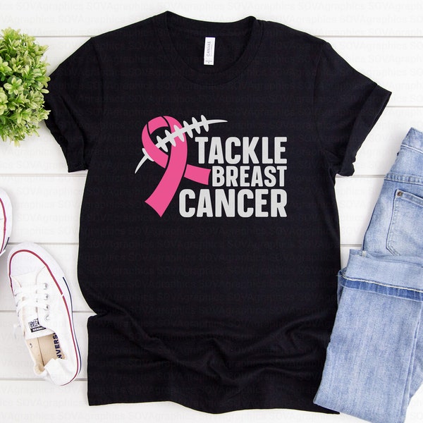 Tackle Breast Cancer svg, Breast Cancer svg,  Pink Ribbon svg, Football Cancer svg, Fight svg, png, dxf, Print, Cut File, Cricut, Silhouette