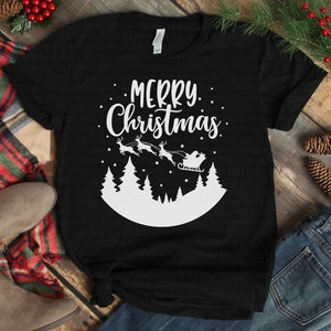 Merry Christmas svg, Santa Sleigh svg, Flying Santa svg, Christmas Night svg, Santa&#39;s Reindeer svg, dxf, png, Cut File, Cricut, SIlhouette
