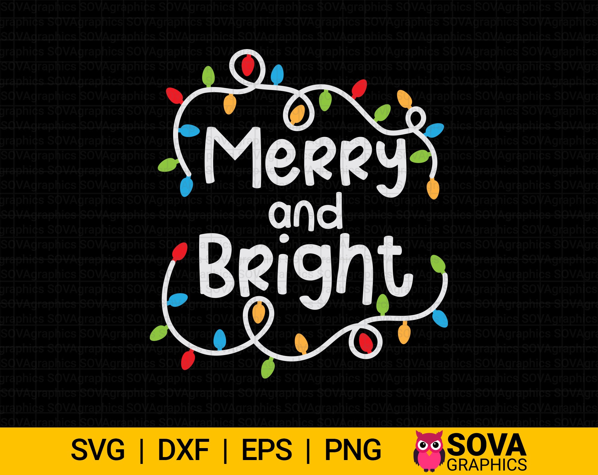 Merry and Bright Svg, Merry Christmas Svg, Christmas Lights Svg ...