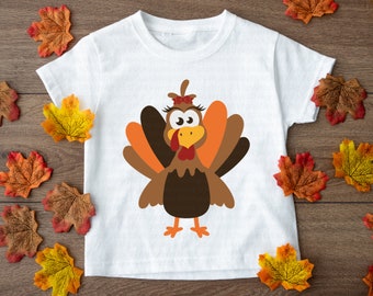 Meisje Turkije SVG, Thanksgiving Turkije SVG, Thanksgiving SVG, schattige Turkije SVG, DXF, PNG, Kids shirt design, print, cut-bestand, Cricut, clipart