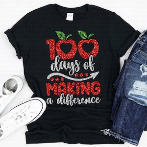 100 Tage Schule SVG, 100 Tage machen einen Unterschied, 100 Tage Schule, Apfel mit Herz, 100