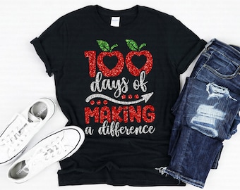 100 Days of School svg, 100 Days of Making a Difference svg, Apple with Heart svg, 100th Day svg, Teacher svg, dxf, png, Cut File, Cricut