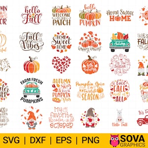 Pacote svg de outono, Pacote svg de outono, svg de outono, svg de outono, SVG de abóbora, Gnome svg, dxf, png, Imprimir, Arquivo cortado, Cricut, Silhueta, Baixar