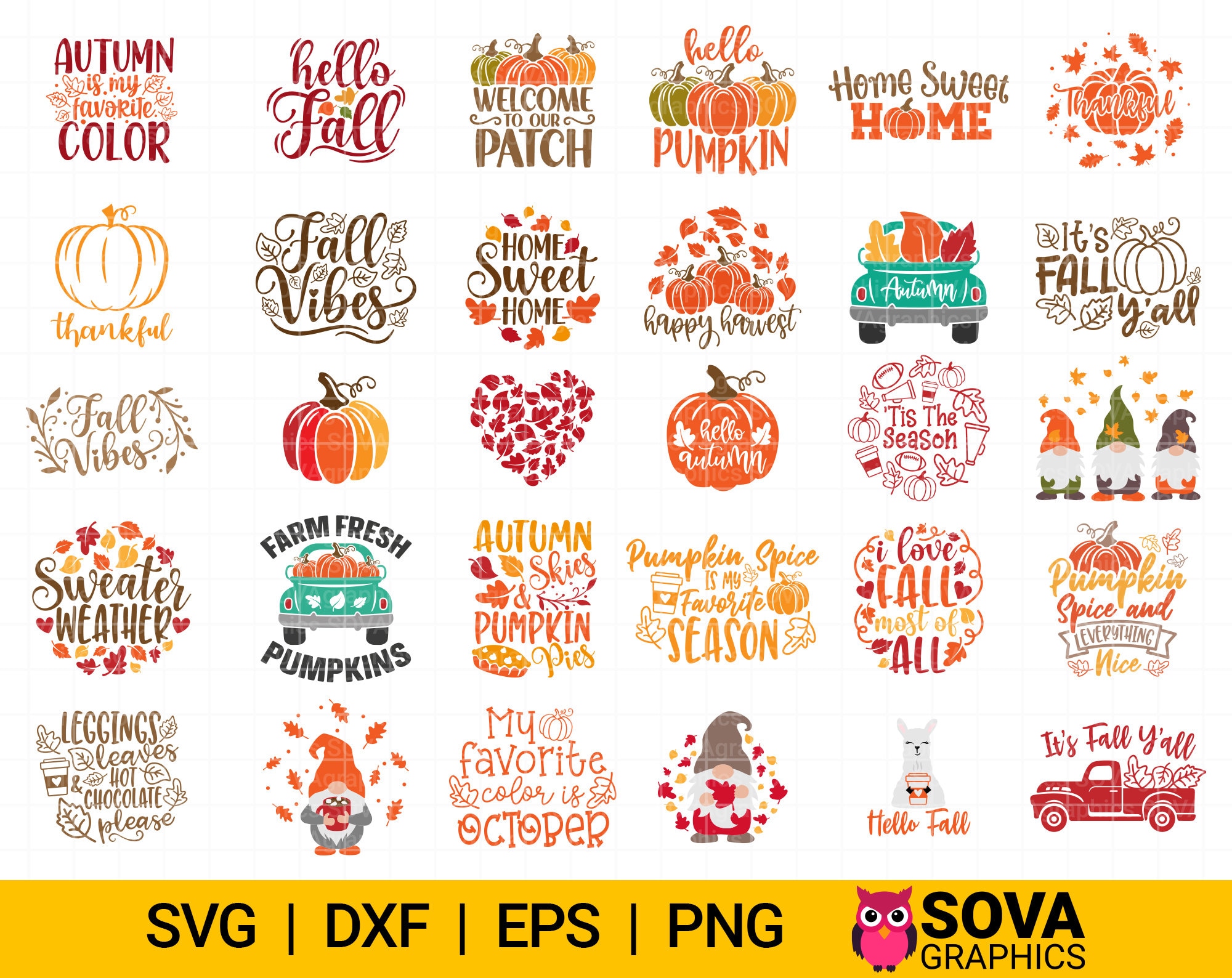 Fall svg Bundle, Autumn svg Bundle, Autumn svg, Fall svg, Pumpkin svg, Gnome svg, dxf, png, Print, Cut File, Cricut, Silhouette, Download