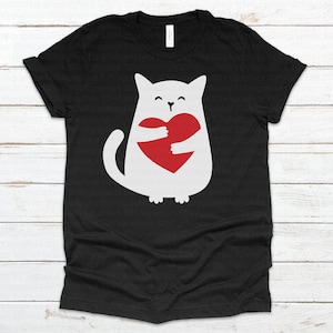 Svg de la Saint-Valentin, chat avec coeur svg, svg de chat, chaton avec coeur svg, svg amour, chemise de la Saint-Valentin, des cliparts, fichier coupé, Cricut, Silhouette