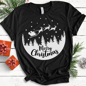 Merry Christmas svg, Winter svg, Christmas svg, Flying Santa svg, Reindeer svg, Christmas Scene svg, dxf, png, Cut File, Instant Download