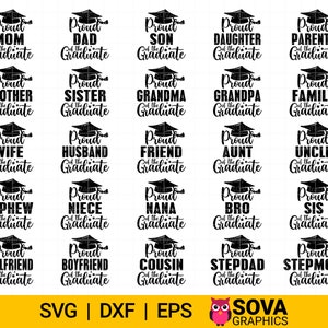 Paquete svg de graduación, Orgulloso del graduado svg, Familia de graduación svg, Diseño de camisa de graduación svg, dxf, Archivo de corte, Cricut, Silueta