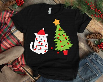 Christmas Cat svg, Christmas svg, Funny Cat svg, Christmas Tree svg, Winter svg, Holiday, Funny Shirt, Print, Cut File, Cricut, Silhouette