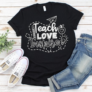 Teach Love Inspire svg, Back to School svg, Leraar svg, Onderwijs svg, Leraar Shirt svg, dxf, png, Afdrukbaar, Cut File, Cricut, Silhouet