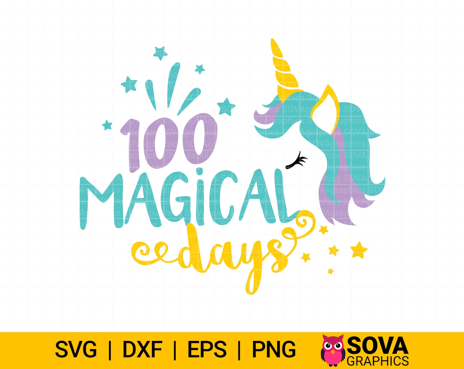 100 Days Svg, Unicorn Svg, 100th Day of School Svg, 100 Magical Days ...