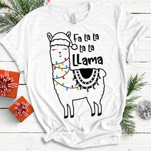 Fa La La La La La Lama svg, Noël svg, Lama avec chapeau de Père Noël svg, Alpaca svg, Funny Holiday svg, dxf, Print, Cut File, Cricut, Silhouette