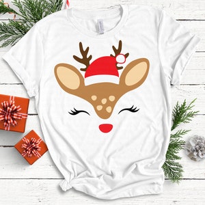 Rendieren SVG, Kerst Rendieren SVG, Fawn SVG, Herten SVG, Kerstmis SVG, Baby Girl SVG, DXF, PNG, Afdrukbaar, Cut-bestand, Cricut, Silhouet