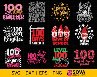 100 Days of School svg Bundle, 100 Days svg, 100th Day of School svg, Teacher svg, School Shirt svg, Printable, Cut File, Instant Download