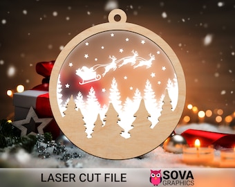 Christmas Scene, Christmas, Santa, Christmas Night, Laser Cut File, Christmas Ornament, Glowforge File, svg File, Download