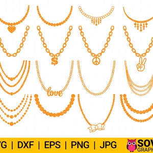 Colar svg, Colar de corrente svg, Colar de pérolas svg, Pacote svg, Pérolas svg, dxf, png, dxf, Arquivo de corte, Cricut, Silhueta, Download digital