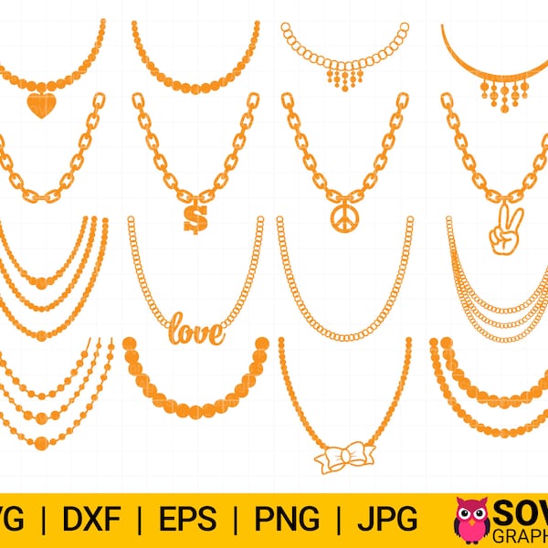 Necklace svg, Chain Necklace svg, Pearl Necklace svg, Bundle svg, Pearls svg, dxf, png, dxf, Cut File, Cricut, Silhouette, Digital Download