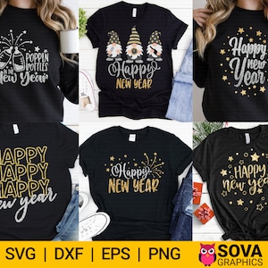 Feliz Año Nuevo svg Bundle, Fuegos artificiales svg, Nochevieja svg, Año Nuevo svg, png, Diseño de camisa, Imprimir, Cortar archivo, Cricut, Silueta, Descargar