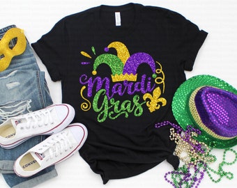 Mardi Gras svg, Fat Tuesday svg, Mardi Gras Shirt, Jester Hat svg, Fleur De Lis svg, Louisiana, dxf, eps, png, Cut File, Instant Download