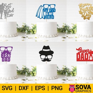 Topper de bolo do Dia dos Pais svg, Dia dos Pais svg, Topper de bolo svg, Pacote svg, Arquivos cortados, Arquivo cortado a laser, svg, dxf, Cricut, Glowforge, Baixar