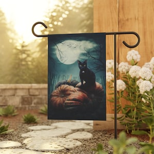 Pumpafält svart katt, trädgård & husbanner