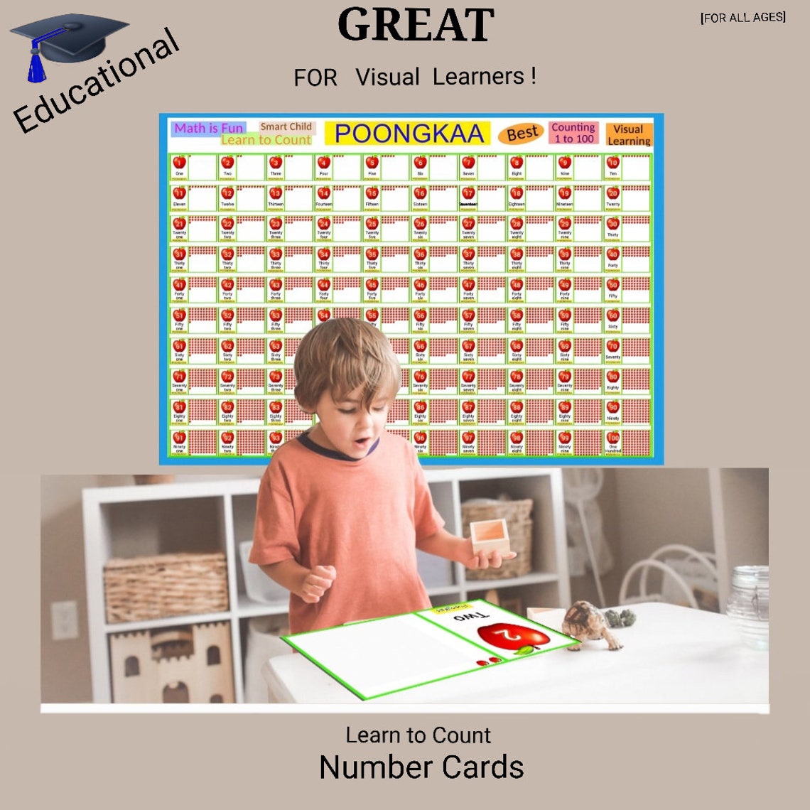 Learn to count 1 20 kids math printable toddler educational poster