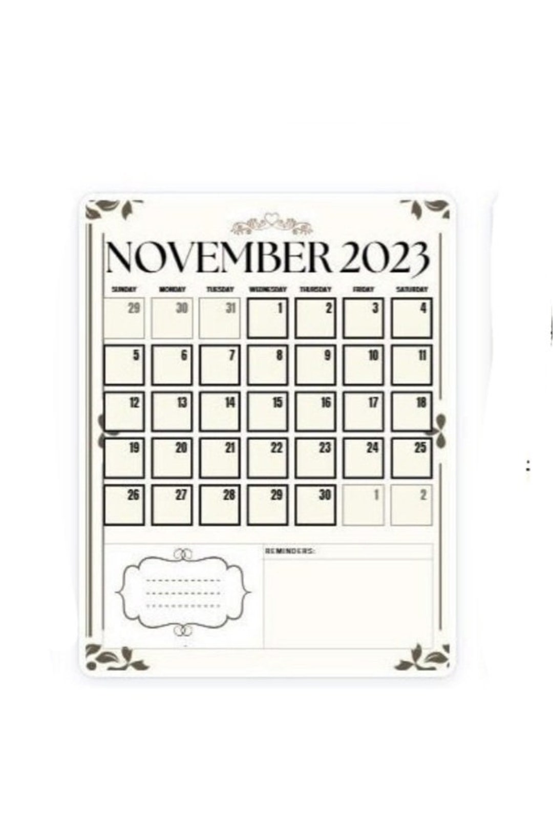 Wall calendar printable pages black and white printable etsy