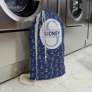 Travel Accessories Personalized Laundry Bag Anchor Dorm Storage Gift College Graduation Gift Monogrammed Laundry Bag Girls Trip Gift Camp