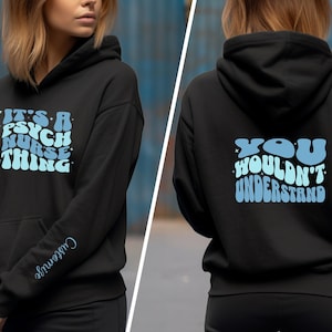 Personalisiertes Psych RN Sweatshirt Hoodie * Langarm-Shirt mit Namen * Front- & Back-Print