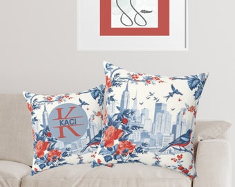 Toile Personalized Throw Pillow Monogram Gift Dorm Decor Custom Throw Pillow Bedroom Decor Custom Decorative Pillow Toile Name Pillow Gift