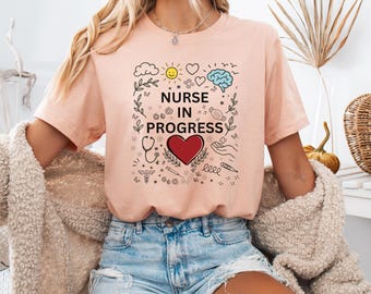 Nurse Shirt, Doodle Style, Healing in Progress, RN Shirt, Nurse Life Shirt, Nurse Tee, RN Shirt, Nursing School Student, Graduation Gift Tee