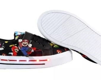 Super Mario inspired light up sneakers, velcro for kids