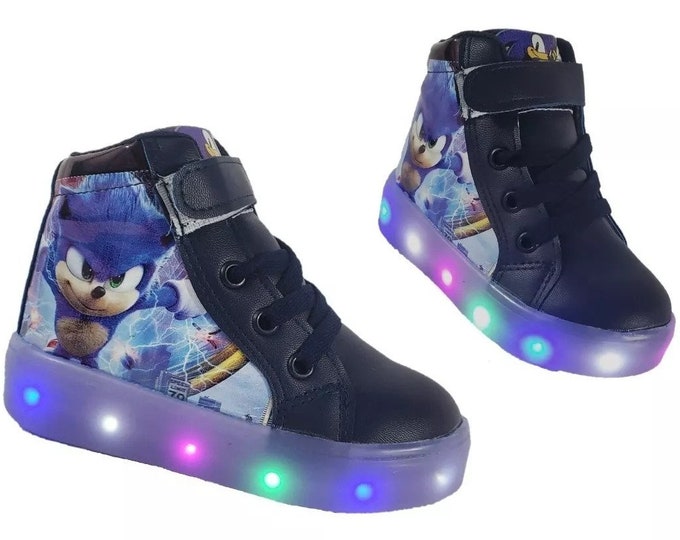 Scarpe Con Luci LED Per Bambini – Modello Sonic Con Chiusura A Strappo Doppio, Suola Antiscivolo E Design Colorato, Perfette Per Gioco E Scuola