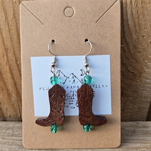 Cowboy Boot Ohrringe aus Holz