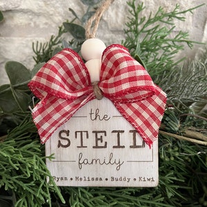 Personalized Family Name Christmas Ornament | Engraved Family Name Ornament | Rectangle