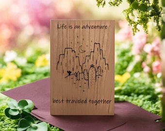 Adventure Wood Anniversary Card | Wedding Anniversary Wood Card | Wood Anniversary Gift for Men | 5 Year Anniversary Card | Card for Wife