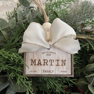 Personalized Family Name Christmas Ornament | Engraved Family Name Ornament | Framed